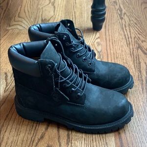 Kids black suede Timberlands. Great condition.